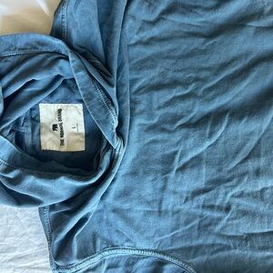 The Normal Brand. Large terry sweatshirt hoodie. Lake blue.